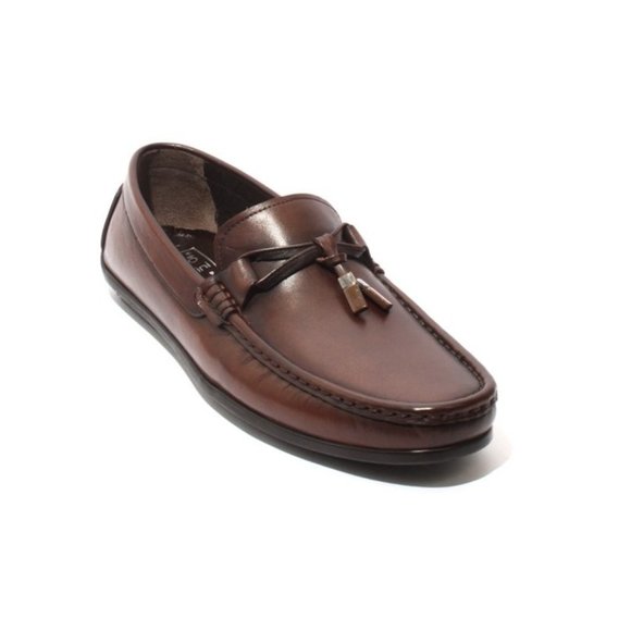 ROBERTO SERPENTINI 48252a Brown Leather Tassel Moccasins...